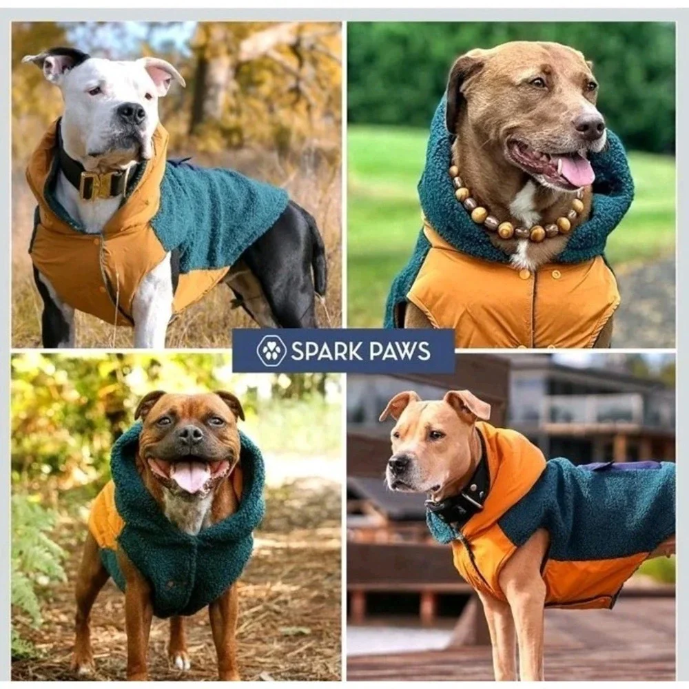 Spark Paws Orange & Green Fleece Reversible Dog Hoodie Sweater 2XL Big Dogs NEW‎